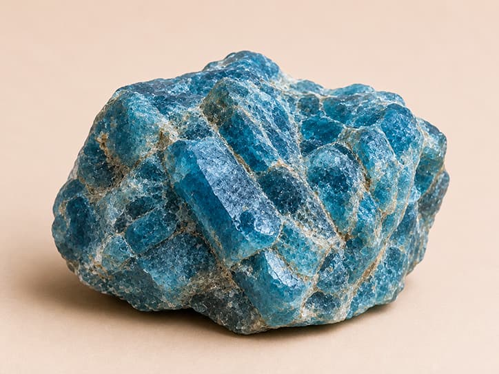 Voorbeeldfoto van apatiet met helderblauwe kristallen