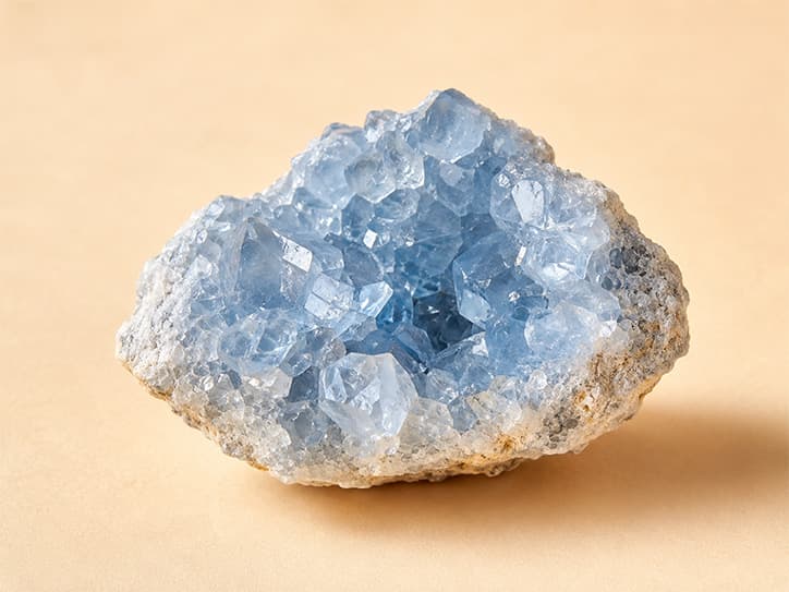 Voorbeeldfoto van celestien met lichtblauwe kristallen