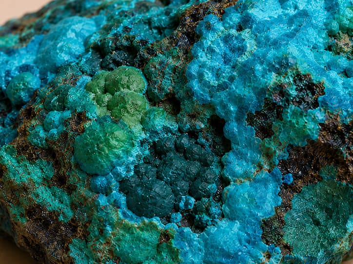 Detailfoto van chrysokool met druifachtige structuur