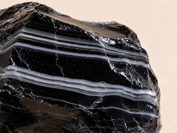 Detailfoto van onyx met bandstructuur