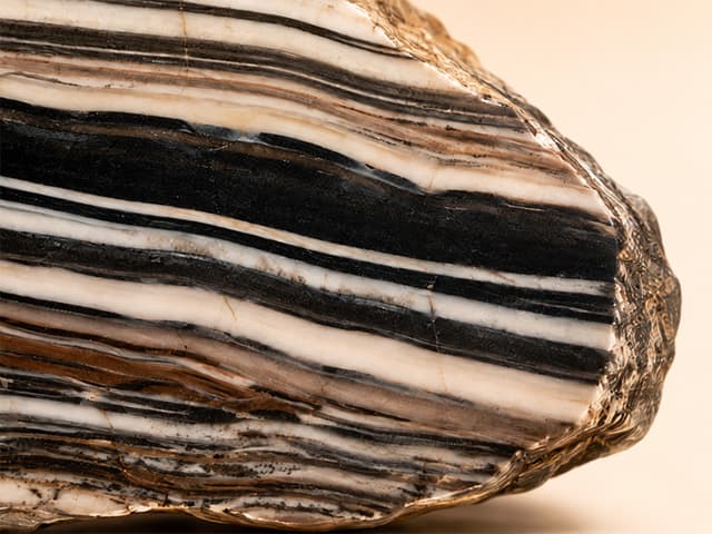 Detailfoto van zebra jaspis met streeppatroon