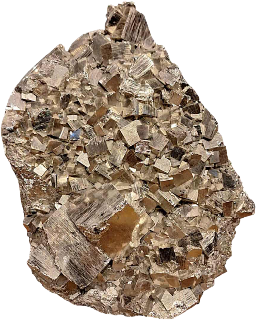 Detail van de kubische pyrietkristallen met gestreepte vlakken